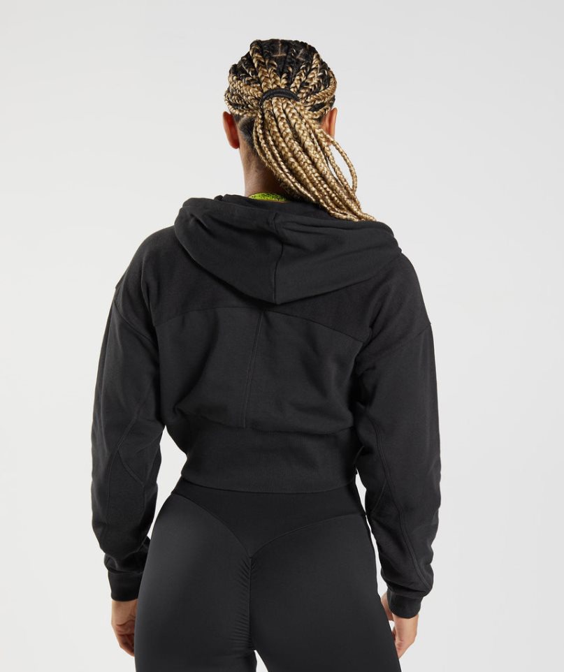 Women's Gymshark GS Power Cropped Zip Hoodie Black | CA D756N8